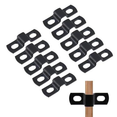 Imagem de Wealrit 10 braçadeiras de tubo quadrado braçadeira de tubo clipe de tubo 2 furos de aço inoxidável suporte de tensão de conduíte conector fivela com parafusos resistentes para fixação de tubos de