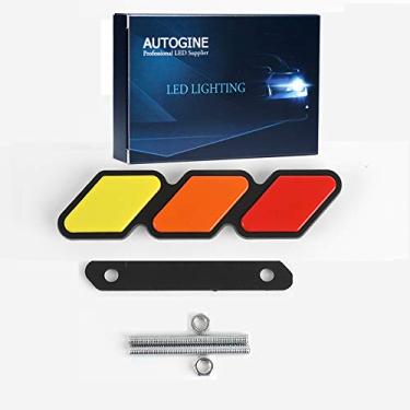 Imagem de AUTOGINE Emblema de grade tricolor acessórios decoração carro caminhão etiqueta adequada para Tacoma 4runner Tundra Rav4 Seqoia Highlander (vermelho, laranja, amarelo)