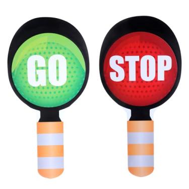 Imagem de Sinal Stop and Go com alça, placa refletiva de aviso lento de rua dupla face, à prova d'água, sinal de parada para orientar o trânsito e segurança na rua