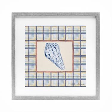 Imagem de Stupell Industries Impressão emoldurada Sea Treasures on Plaid Gray Under Glass, design por Lee Ann Sanders, 40,6 x 40,6 cm