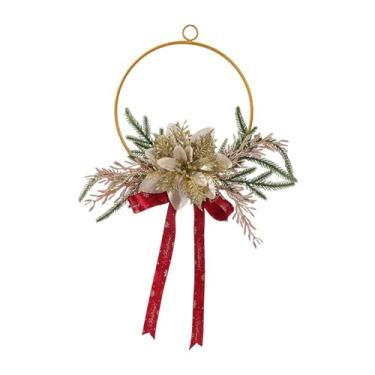 Imagem de WeiLaiKeQi Guirlanda de Natal em Formato de Arco, Enfeite de Parede, Decoração de Natal Versátil, Cabide para Porta de Entrada, para Ambientes Internos E Externo, Ouro, Tamanho real