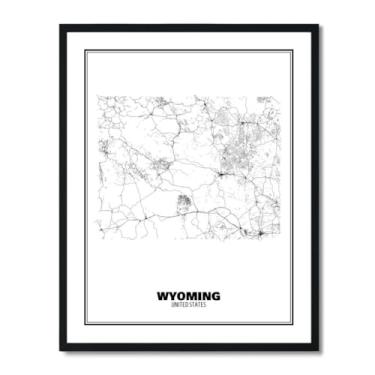 Imagem de Susie Arts Pôster de arte abstrata de mapa de estrada de rua do estado de Wyoming, 20 x 25 cm, decoração de parede, casa, escritório, escola, sds047