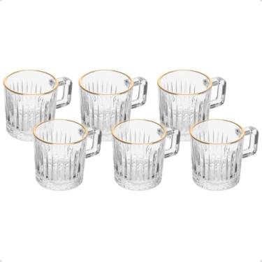 Imagem de Conjunto de Xícaras Café 90ml de Vidro com Fio de Ouro