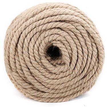 Imagem de ZOENHOU Corda De Juta E Cânhamo 100 Pés 1/2 Pol., 30 M X 12 Mm, Grossa Trançada Natural Para Artesanato, Jardinagem, Acampamento, Decoração, Pendurar, Decoração Casa