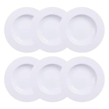 Imagem de Jogo 6 Pratos Fundos de Jantar em Porcelana 23cm Branco Vibrare Tramontina