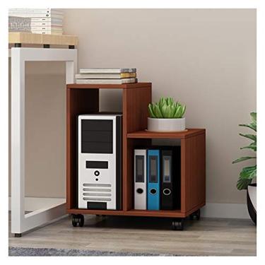 Imagem de Suporte para PC Suporte de CPU de madeira Rack de armazenamento sob a mesa Capa de CPU Suporte de rolamento removível PC Host Floor Stand com 4 rodas giratórias (Cor: marrom)