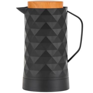 Imagem de Garrafa Térmica Preta 1 Litro com Tampa Efeito Bambu, ideal para café e chás. (1)