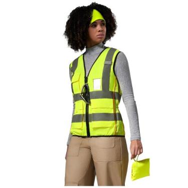Imagem de Colete de segurança feminino A-SAFETY com zíper refletivo amarelo S