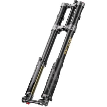 Imagem de KWYBOW Garfo de suspensão a ar de bicicleta BTT de 750 mm, garfo dianteiro de bicicleta elétrica de ajuste de pré-carga de viagem de 203 mm (20 a 27 kg)