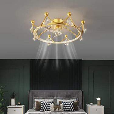 Imagem de Ventoinhas de cristal com ceililights ventilador silencioso de 3 velocidades com controle remoto luzes de teto LED com temporizador para quarto, sala de estar, sala de jantar, ventilador iluminação/D
