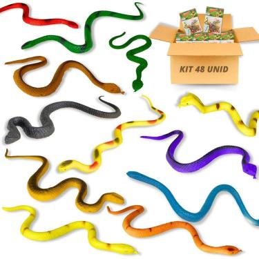 Imagem de Kit 6 Pacotes Cobras De Brinquedo Borracha Realista Susto