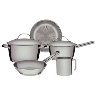 Imagem de Jogo panelas tramontina allegra aço inox fundo triplo 5peças