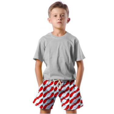 Imagem de Shorts Infantil Bermuda Calção Praia Verão Pimenta Vermelha Forte 162 