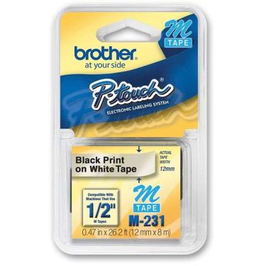 Imagem de Fita para rotulador M231 branca escrita preto 12mm Brother