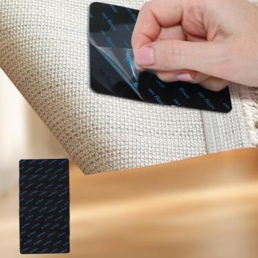 Imagem de Pacote com 4 fitas antiderrapantes para tapete - Pinças adesivas de dupla face para pisos de azulejo e mármore (quadrado)