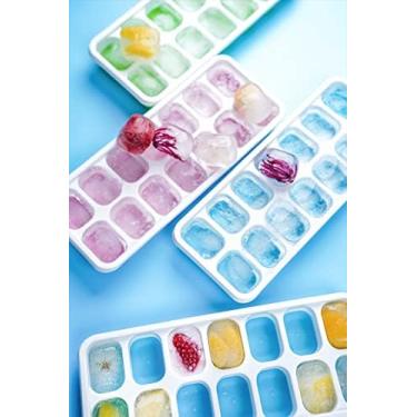 Imagem de Forma quadrada para cubos de gelo 6/14 cavidades, fundo macio de silicone com tampa de liberação fácil, caixa de gelo caseira (verde 19 cm)