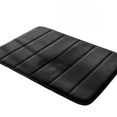 Imagem de Kit 2 Tapete Banheiro, Toalha de Piso Banheiro, Antiderrapante Soft Macio Luxo 60x40cm, Elegante e Esteticamente AgradáVel tapete banheiro(LISTRAS PRETO)