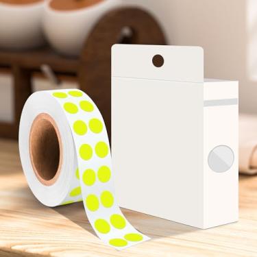 Imagem de Etiquetas adesivas circulares de 1/10 polegada, 1000 adesivos redondos de codificação de cores, etiquetas adesivas amarelas fluorescentes para organização de inventário, classificação de arquivos