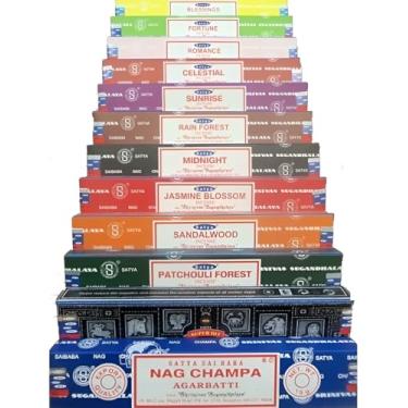 Imagem de Incenso Nag Champa Satya Aromas Mistos 12un + 50g Palo Santo