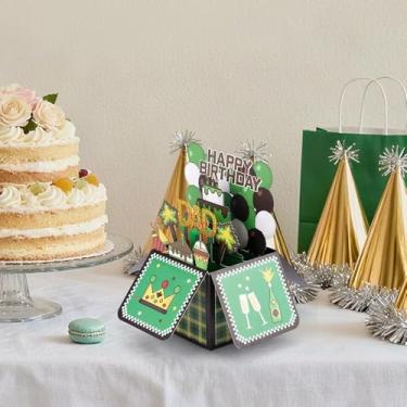 Imagem de Papai Feliz Aniversário 3D Pop Up Cartões com Envelope Presente Caixa de Saudações para o Dia dos Pais (Verde)