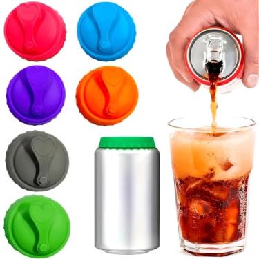Imagem de Tampas de latas de refrigerante, tampas de latas de silicone, capas reutilizáveis para refrigerantes, tampas de latas e protetor para refrigerante, cerveja, bebida, suco, coca, latas de tamanho padrão