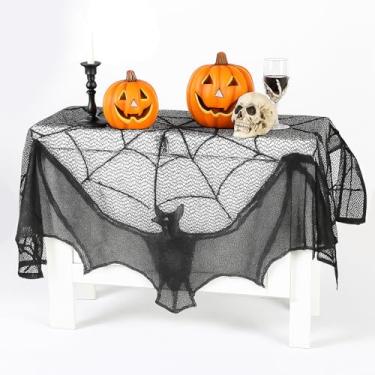 Imagem de Cortina preta de renda gótica - tratamento de janela elegante, tela temática 94 x 55 cm