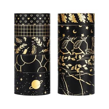 Imagem de Conjunto de adesivos Washi de 10 rolos de 3 m, adesivos de bronzeamento padrão decorativos para artes faça você mesmo artesanato suprimentos de diário scrapbook cartão embrulho