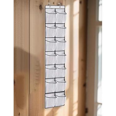 Imagem de Sapateira para porta 6/12/14 – Organizador de pendurar transparente para tênis, salto alto e sapatilha – Armazenamento que economiza espaço, Preto e branco, Large