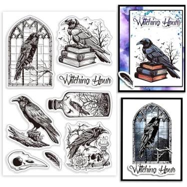 Imagem de Selos transparentes Bird Raven para fazer cartões, livro rosa, selos, selos transparentes de silicone para decoração de álbum de diário e scrapbook faça você mesmo