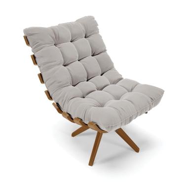 Imagem de Poltrona Giratória Veludo Cinza Base Madeira Ma25 - D'rossi