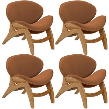 Imagem de Kit 4 Poltronas Decorativa Orgânica Sala Living Kadosh L02 Bouclê Terracota - Lyam Decor