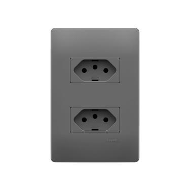 Imagem de Tomada Dupla Fame Habitat Onix 2p+t 10a Com Placa 4x2 Onix