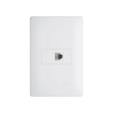 Imagem de Tomada Para Telefone Fame Habitat Rj11 4 Vias Com Placa 4x2 Branco