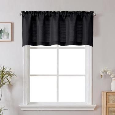 Imagem de Chyhomenyc Saia preta para janelas, filtro de luz de linho sintético texturizado semitransparente pequena saia curta para banheiro lavanderia, 152 cm L x 56 cm, 1 peça