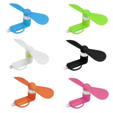 Imagem de BT-RSTT Pacote com 6 mini ventoinhas 2 em 1 para telemóvel, compatível com iPhone, iPad, smartphone Android, tablet, colorido e potente, acessórios de verão para telemóvel