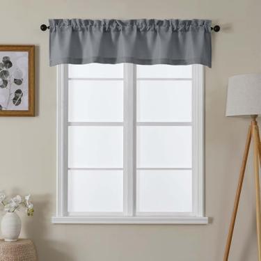 Imagem de Lecloud Saia cinza escuro para cortinas de janela de 30 cm de comprimento, cortina de cozinha pequena moderna com filtragem de luz, cortinas de serapilheira para casa de fazenda de estopa com bolso