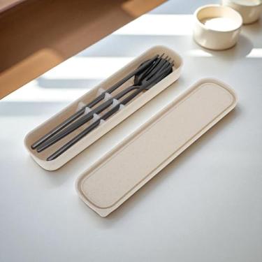 Imagem de Generic 1 conjunto de talheres para lava-louças, garfo, colher, pauzinhos, conjunto de 3 peças, aço inoxidável 410, preto, 23,7 x 6 cm