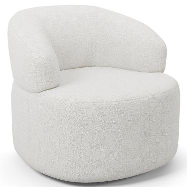Imagem de Poltrona Giratória Orgânica Para Sala De Estar Living Helena L02 Prime Bouclê Cru - Lyam Decor