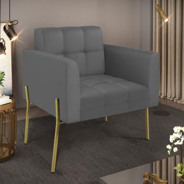 Imagem de Poltrona Pé de Ferro Dourado para Sala Elisa Corino Grafite D03 - D'Rossi