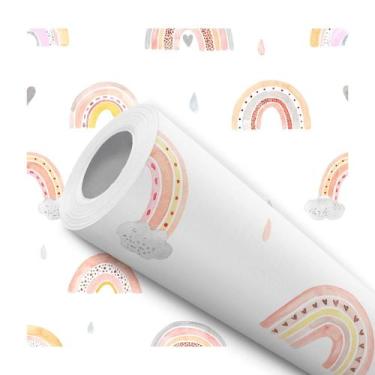 Imagem de Papel de Parede Adesivo Arco íris Colorido Menina Infantil Bebê Modern