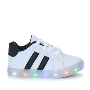 Imagem de Tênis Led Luz Pisca Infantil Masculino Branco ou preto - PC, 27, Branc