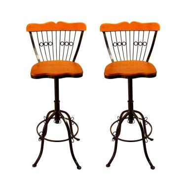 Imagem de Kit Com 2 Cadeiras Banqueta Bistrô Alta Regulável Giratória Balcão Cozinha