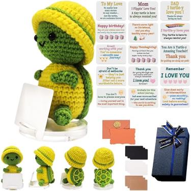 Imagem de Conjunto de presente de luxo de apreciação de animais de crochê positivo, suporte emocional, decoração de mesa de tartaruga marinha perfeita para casais, pais, colegas de trabalho, professores