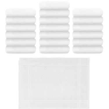 Imagem de Kit 20 Piso Toalha Tapete para Banheiro Branco Hospitalar Hotel Salão 