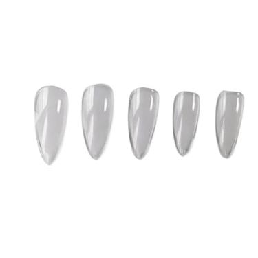 Imagem de Unhas Postiça Almond Amendoada Realista Transparente Leitosa (Transparente)