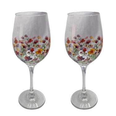Imagem de Kit 2 Taças de Vidro Grande 490ml Vinho Água Floral