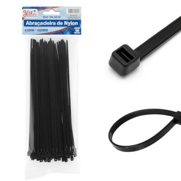 Imagem de 100 Abraçadeira Preta Nylon 4,8x400mm Fita Hellermann Plástica Enforca Gato Resistentes e Duráveis