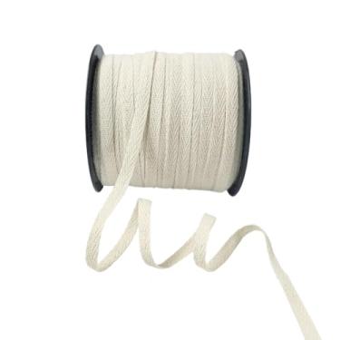 Imagem de Fita de tecido de espinha de peixe de algodão branco natural de 1/4 polegada - Rolo a granel de 100 metros para embrulhar presentes, etiquetas, encadernação de viés, costura, encadernação de livros