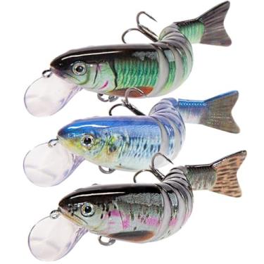 Imagem de ASYHV Isca de minnow de 3 peças – Isca realista para robalo, lúcio, poleiro e mais | ABS e aço de alta resistência | para água doce e salgada (A1)