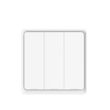 Imagem de Interruptor de cena sem fio, botão de pressão, painel de parede, alimen por bateria/controle remoto do aplicativo Life para dispositivos domésticos (hub necessário), branco, 3 gangues